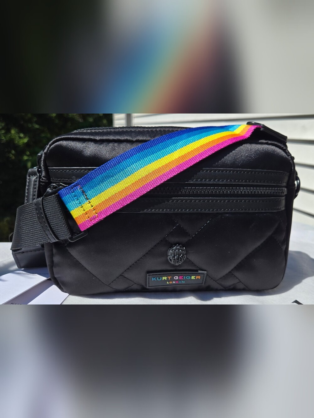 NWT Kurt Geiger London Rainbow Quilted Recycled Nylon Crossbody Bag w/Dust Bag - Picture 2 of 12